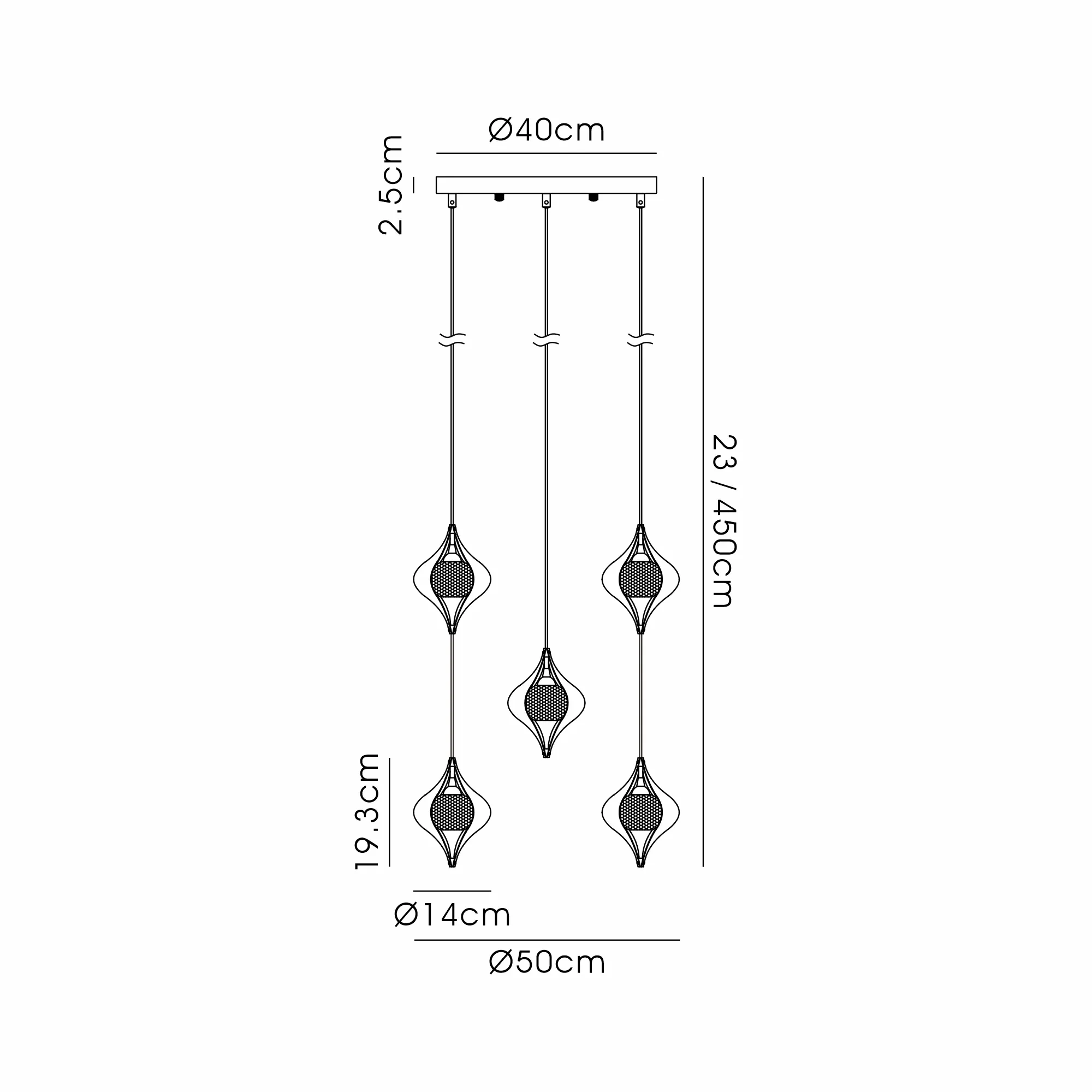 IL31854CH  Amano 50cm Round Pendant, 5 Light Adjustable G9, Polished Chrome/Crystal